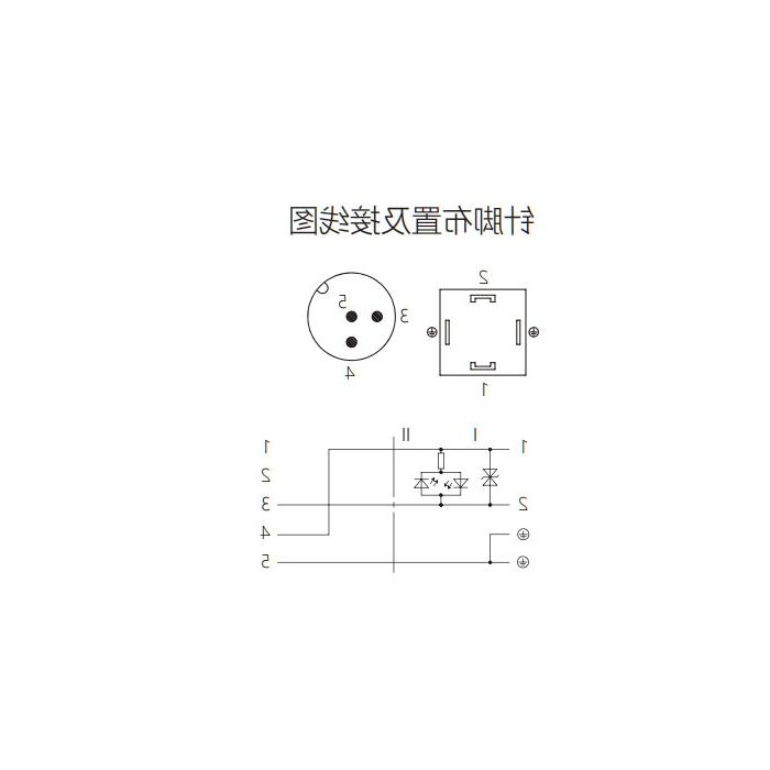 阀门插头类型A，DIN，18mm，4Pin/M12直型公头、双端预铸PVC非柔性电缆、灰色护套、6VA043-XXX